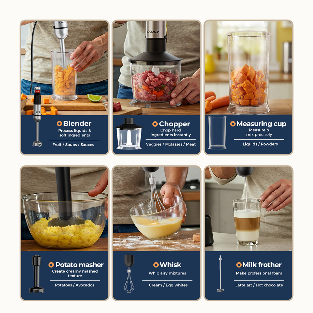 Electric Hand Held Stick Blend - Immersion Hand Blender Set 评论和价格