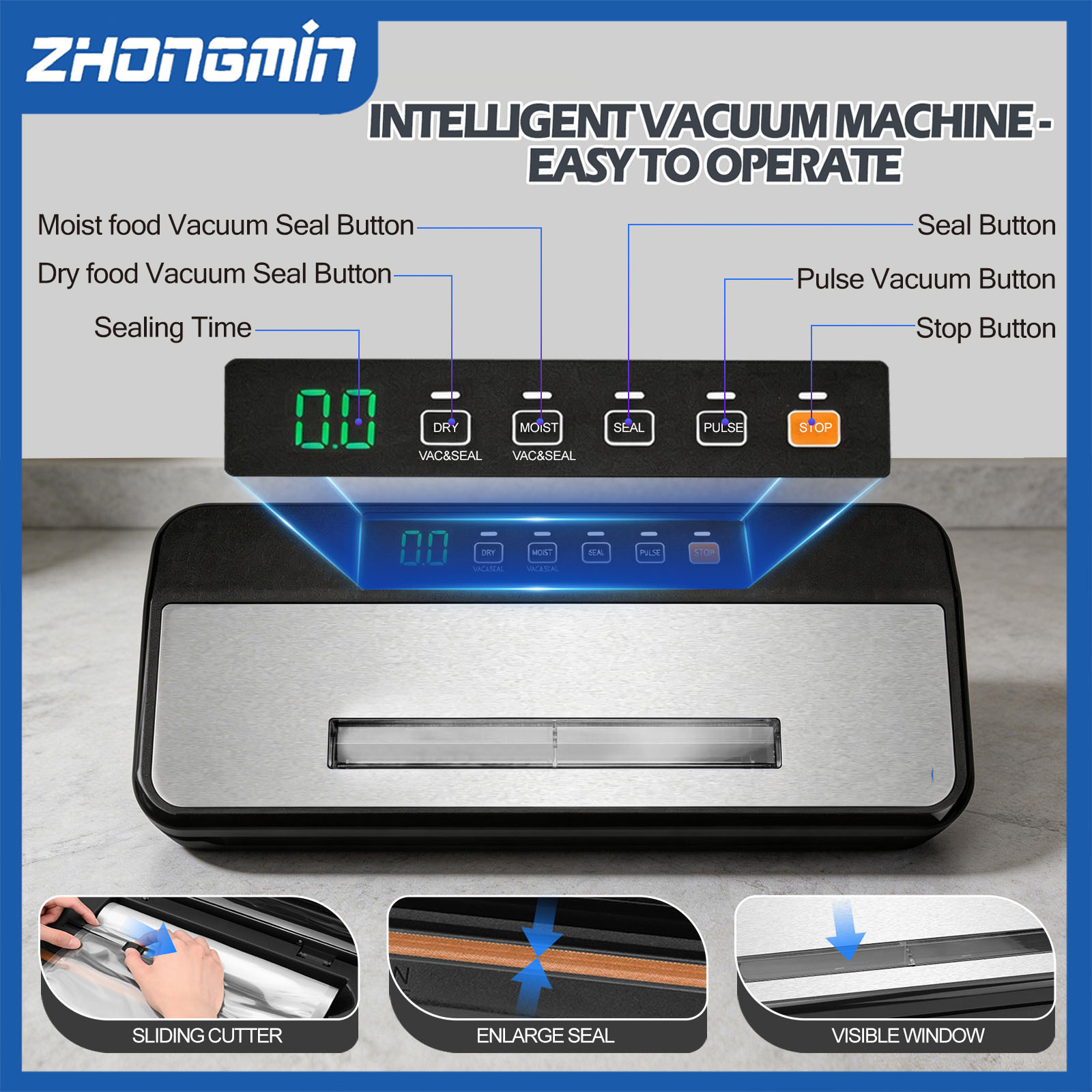 ZHONGMIN Multifunctional Vacuu - Food Vacuum Sealer Machine 评论和价格