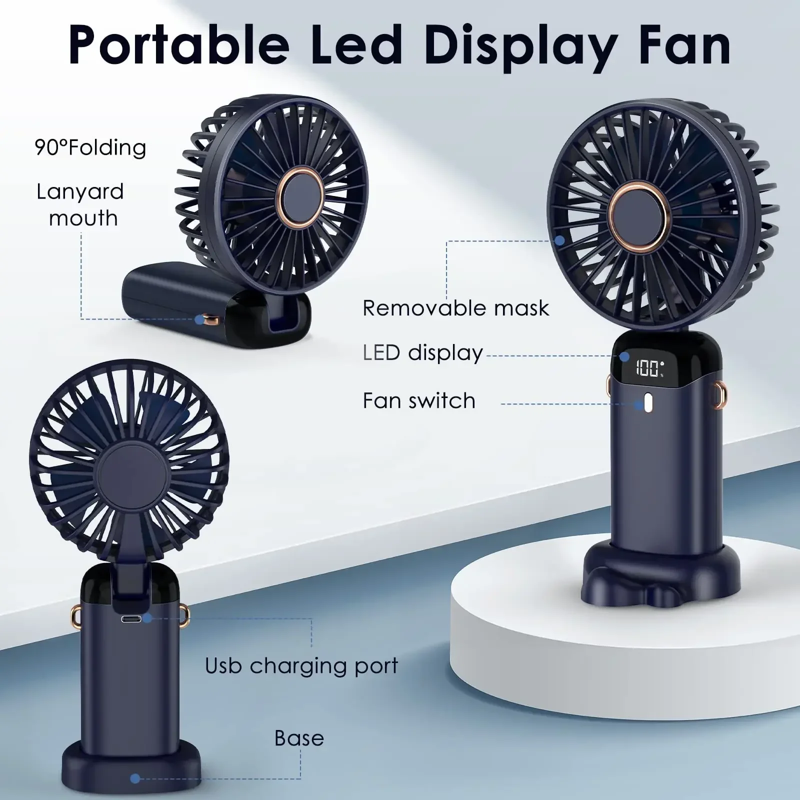 5000mAh Handheld Mini Fan Wire - Portable Blender Usb Rechargeable 评论和价格