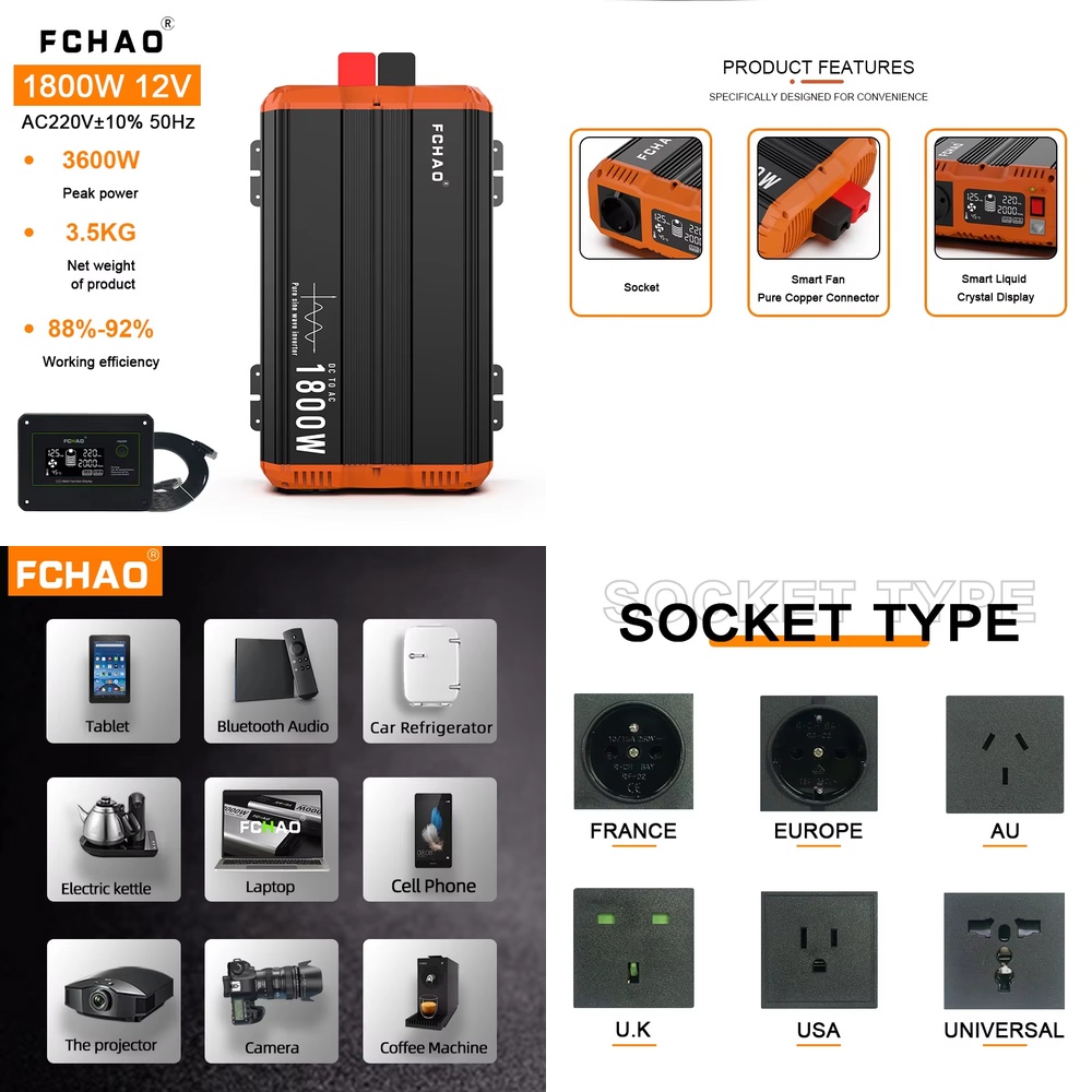 1800W Power Inverter DC 12V to - Home Appliances 评论和价格